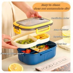 double layer bento lunch box with leak proof design and utensils