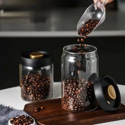 vacuum sealed glass storage jar for coffee beans and food freshness