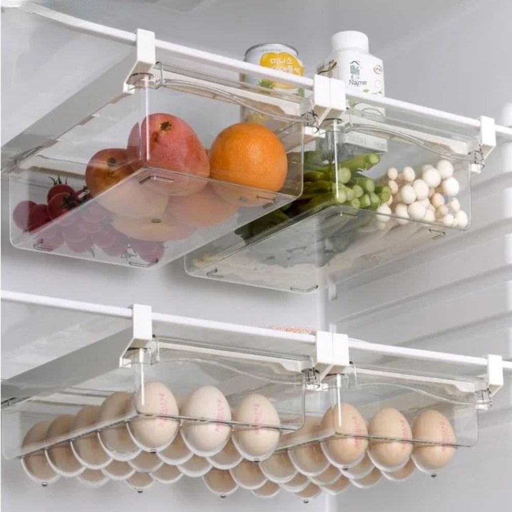 Fridge Drawer Organizer Sliding Food Storage Box Fresh Produce Keeper 0