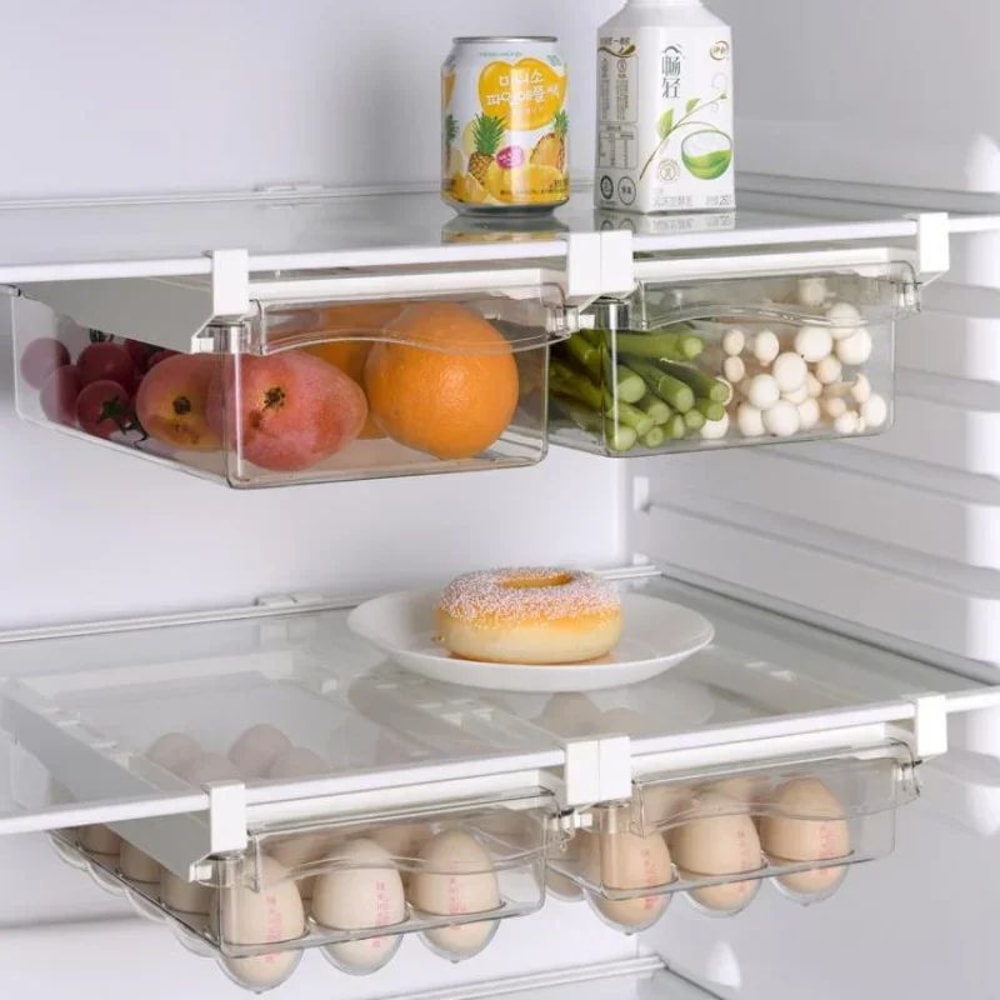 Fridge Drawer Organizer Sliding Food Storage Box Fresh Produce Keeper 1