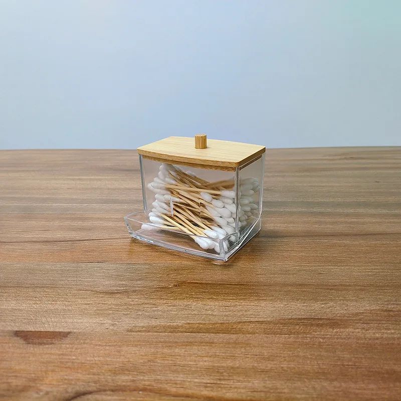 Clear Cotton Swab Organizer Box Dental Floss Storage Case Dustproof Container 3