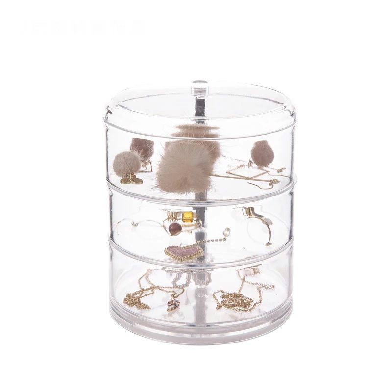 Rotating Jewelry Organizer Box Clear Cosmetic Storage Case Dustproof Makeup Holder 6