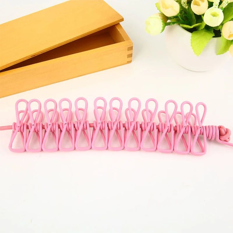 Portable Clothesline With Clips Retractable Laundry Drying Rope Travel Clothesline 1