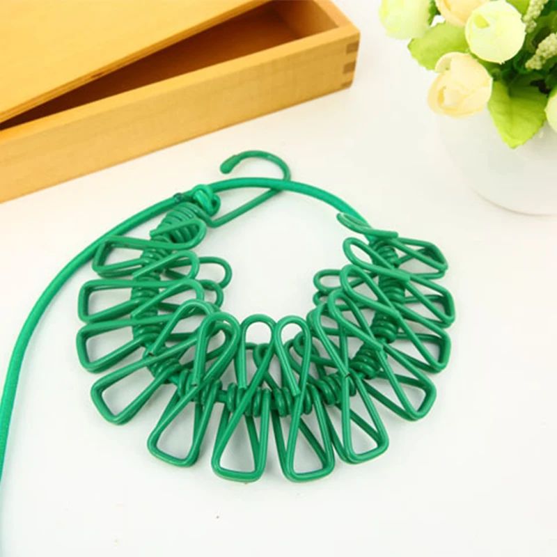 Portable Clothesline With Clips Retractable Laundry Drying Rope Travel Clothesline 8