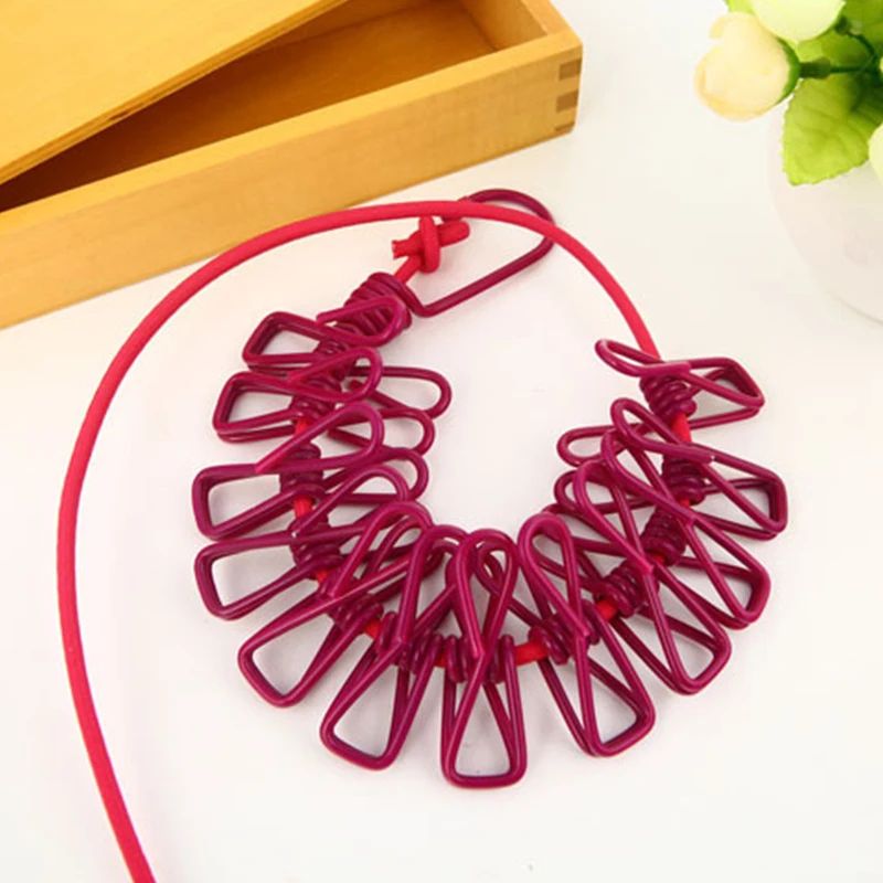 Portable Clothesline With Clips Retractable Laundry Drying Rope Travel Clothesline 12