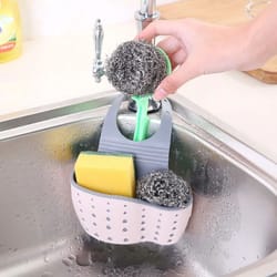 kitchen sink drain basket holder adjustable sponge storage hanging organizer