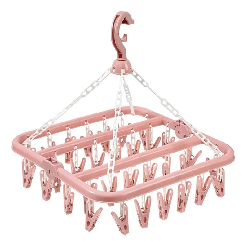 Foldable Clothes Drying Rack With Clips Portable Laundry Hanger Sock Drying Rack 10
