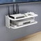 Wall Mounted Floating Shelf Router Storage Rack Two Tier Cable Organizer Shelf 0