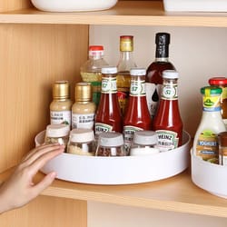 rotating storage tray organizer lazy susan turntable kitchen cabinet organizer