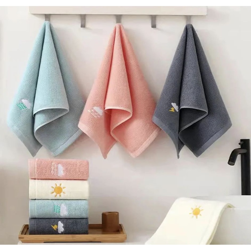 Cotton Hand Towel Set Soft Absorbent Bathroom Towels Pack Quick Dry 1