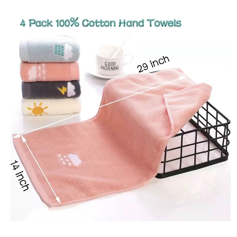 Cotton Hand Towel Set Soft Absorbent Bathroom Towels Pack Quick Dry 4