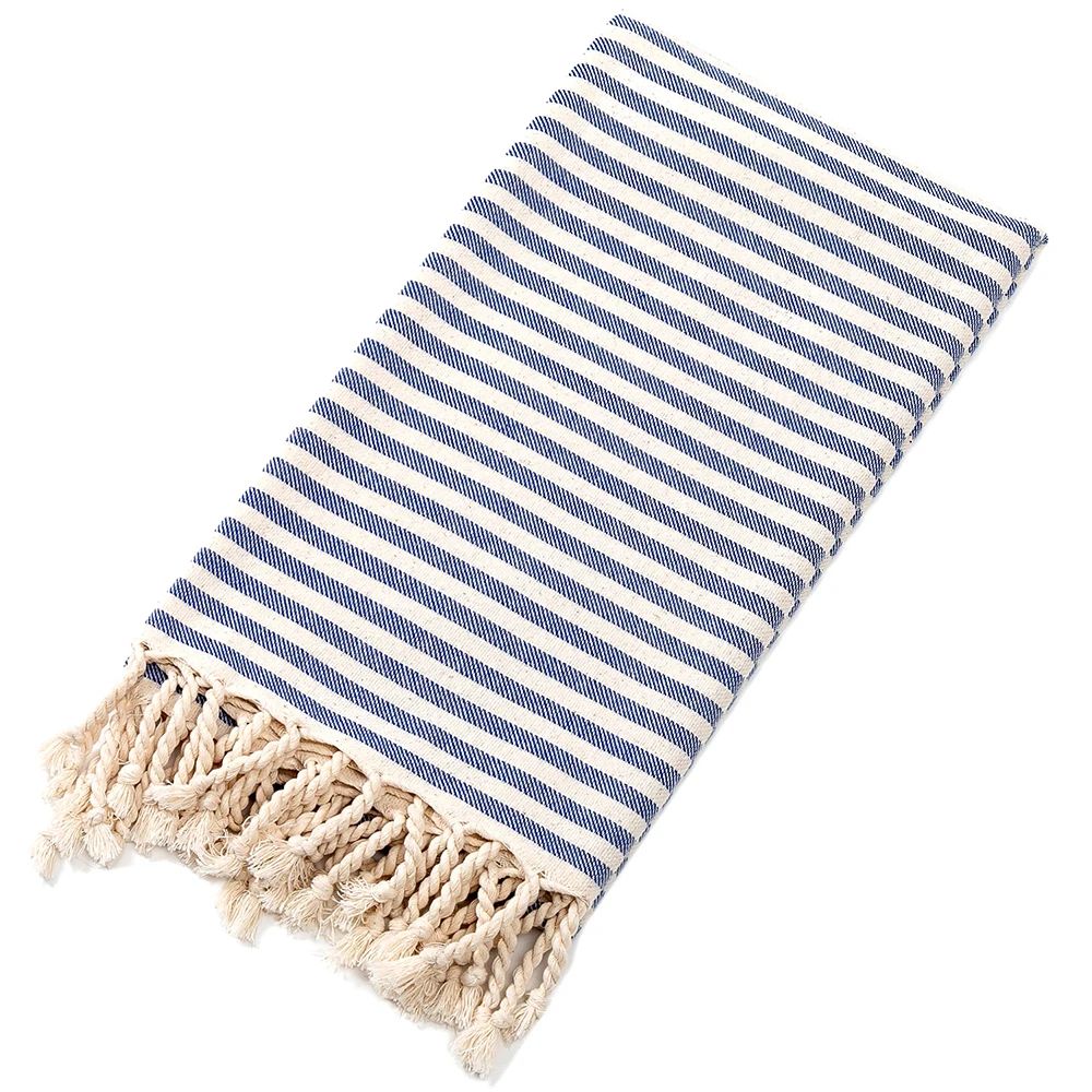 Luxury Turkish Cotton Beach Towel Oversized Striped Tassel Bath Wrap 11