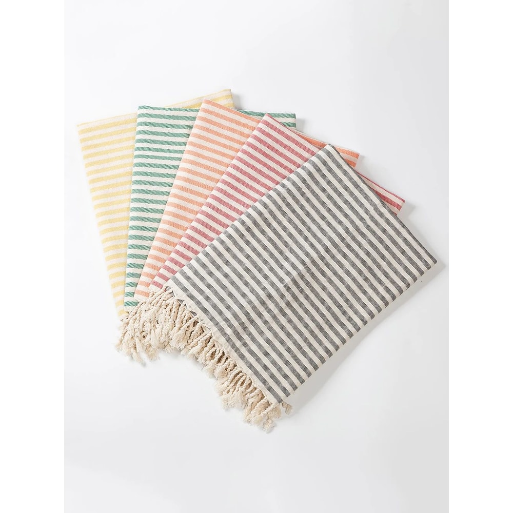 Luxury Turkish Cotton Beach Towel Oversized Striped Tassel Bath Wrap 4