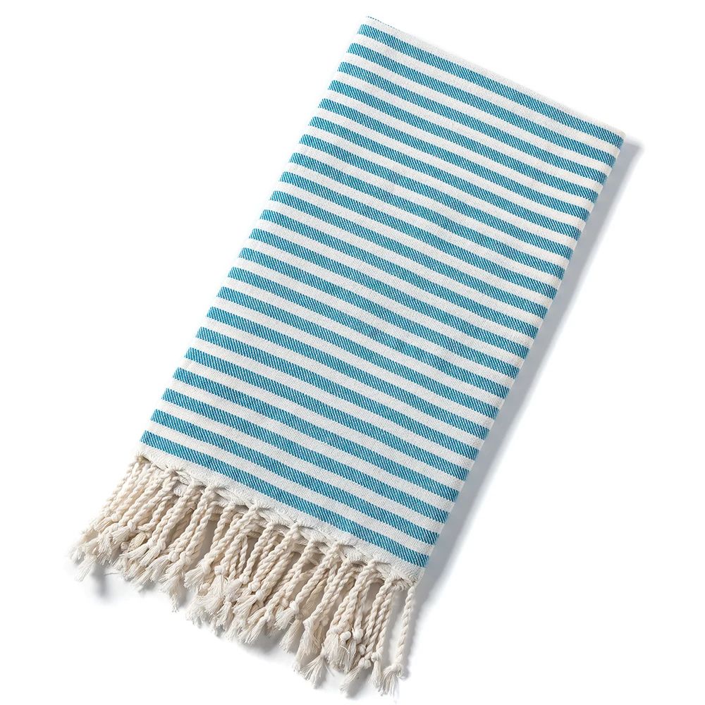 Luxury Turkish Cotton Beach Towel Oversized Striped Tassel Bath Wrap 13