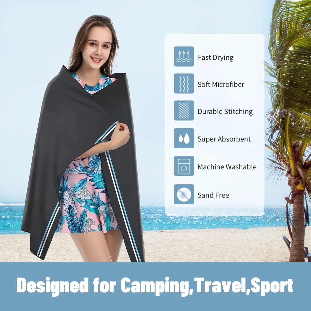 Aqua Microfiber Quick Dry Travel Towel Lightweight Compact Sports Towel 2