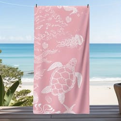cute turtle beach towel pink quick dry lightweight summer travel towel