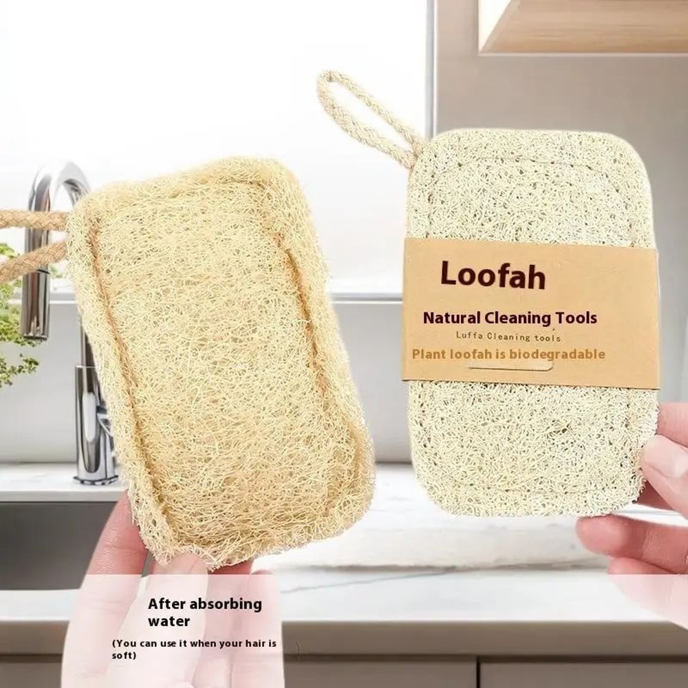 Natural Luffa Dish Sponge Set Eco Friendly Kitchen Scrubber Pads 6 Pack 2