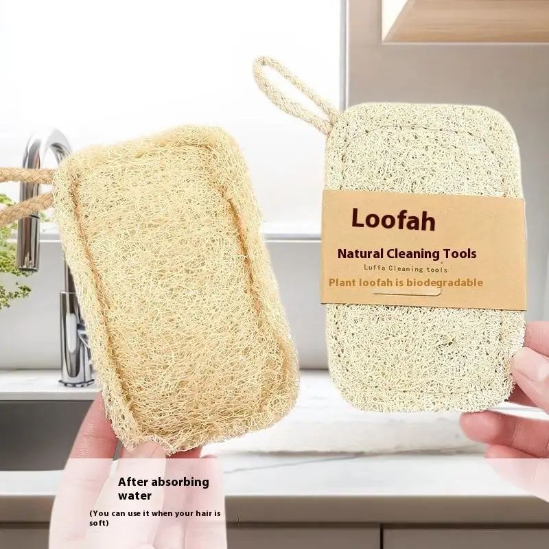 Natural Luffa Dish Sponge Set Eco Friendly Kitchen Scrubber Pads 6 Pack 2