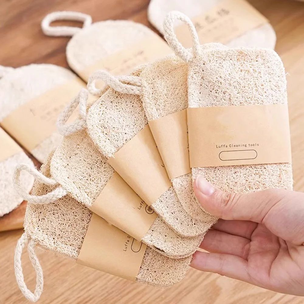 Double Layer Natural Loofah Kitchen Sponge Eco Friendly Scrubber Pads 2