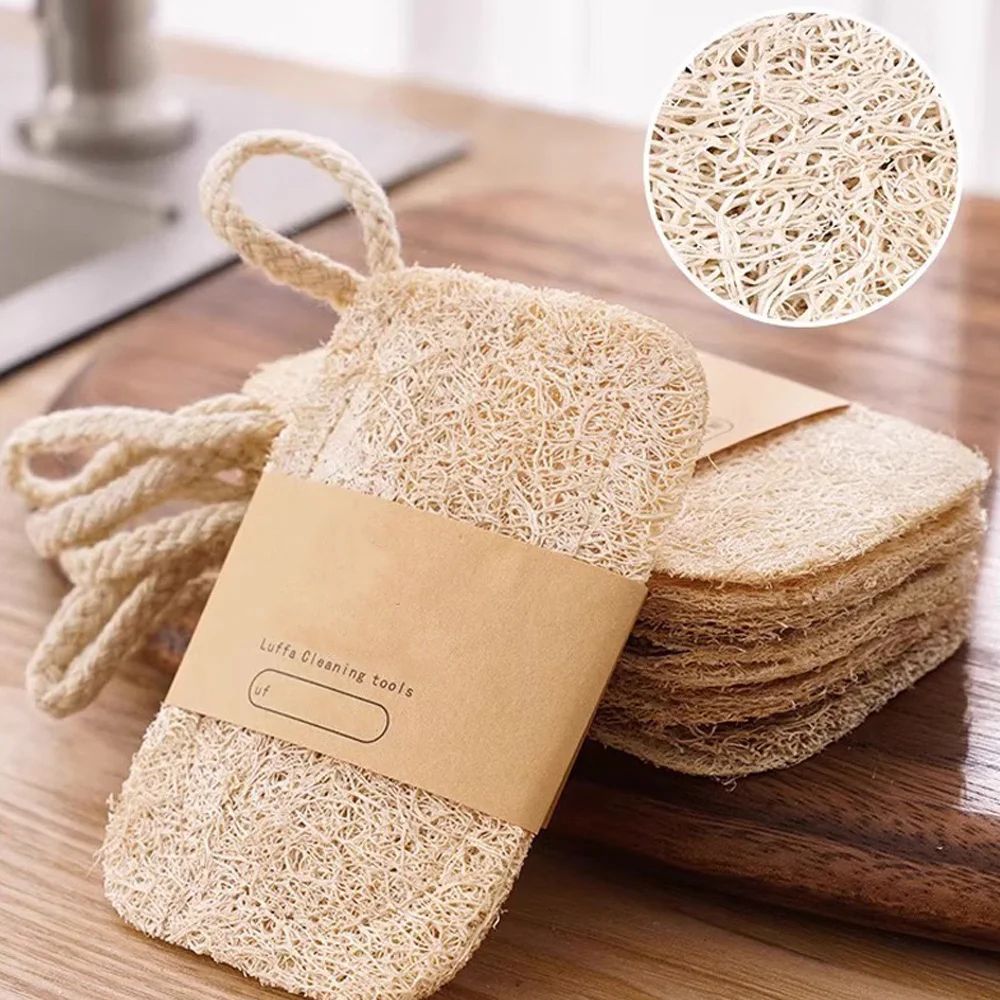 Double Layer Natural Loofah Kitchen Sponge Eco Friendly Scrubber Pads 3