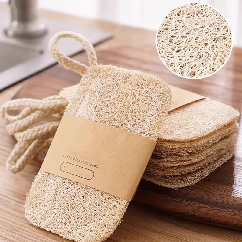 Double Layer Natural Loofah Kitchen Sponge Eco Friendly Scrubber Pads 3
