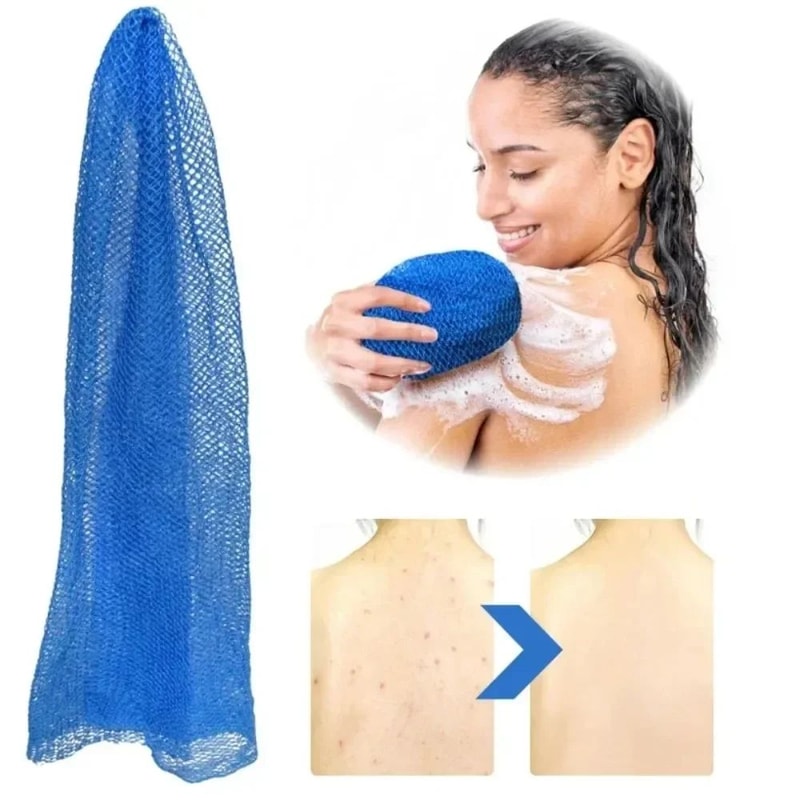 African Net Bath Sponge Exfoliating Mesh Body Scrubber Long Stretch Washcloth 0