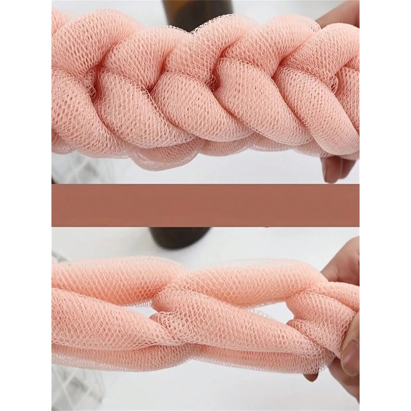 Braided Mesh Back Scrubber Long Handle Exfoliating Shower Body Sponge 1