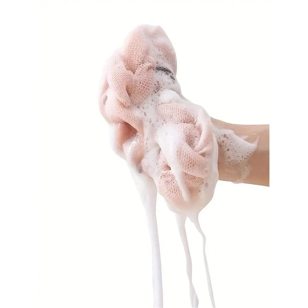 Braided Mesh Back Scrubber Long Handle Exfoliating Shower Body Sponge 2