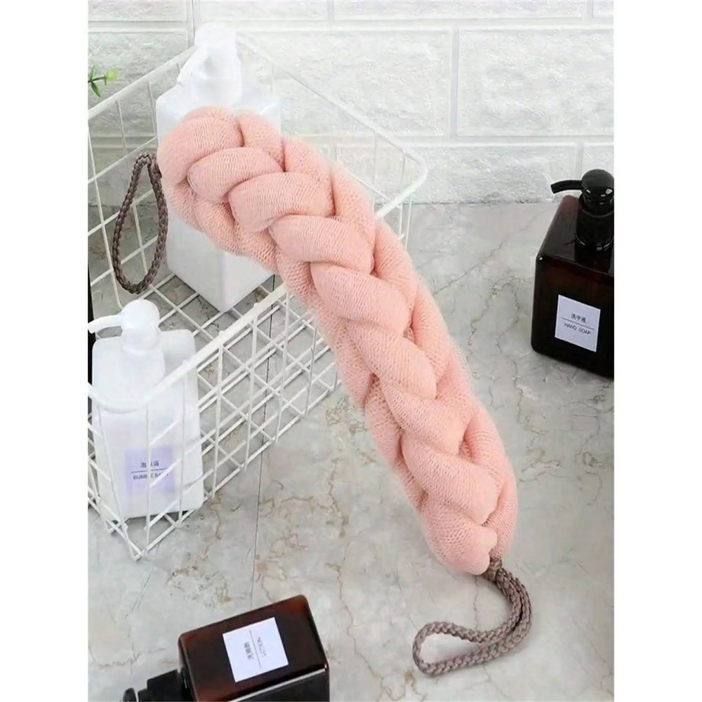Braided Mesh Back Scrubber Long Handle Exfoliating Shower Body Sponge 6