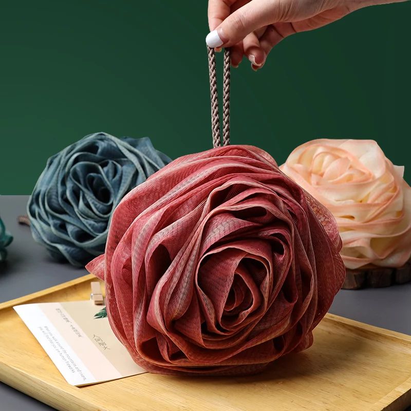 Rose Mesh Bath Sponge Exfoliating Shower Loofah Soft Body Cleaning Puff 4