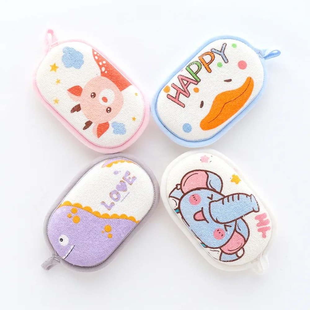 Baby Bath Sponge Brush Soft Cartoon Shower Loofah Gentle Newborn Bath Scrubber 2