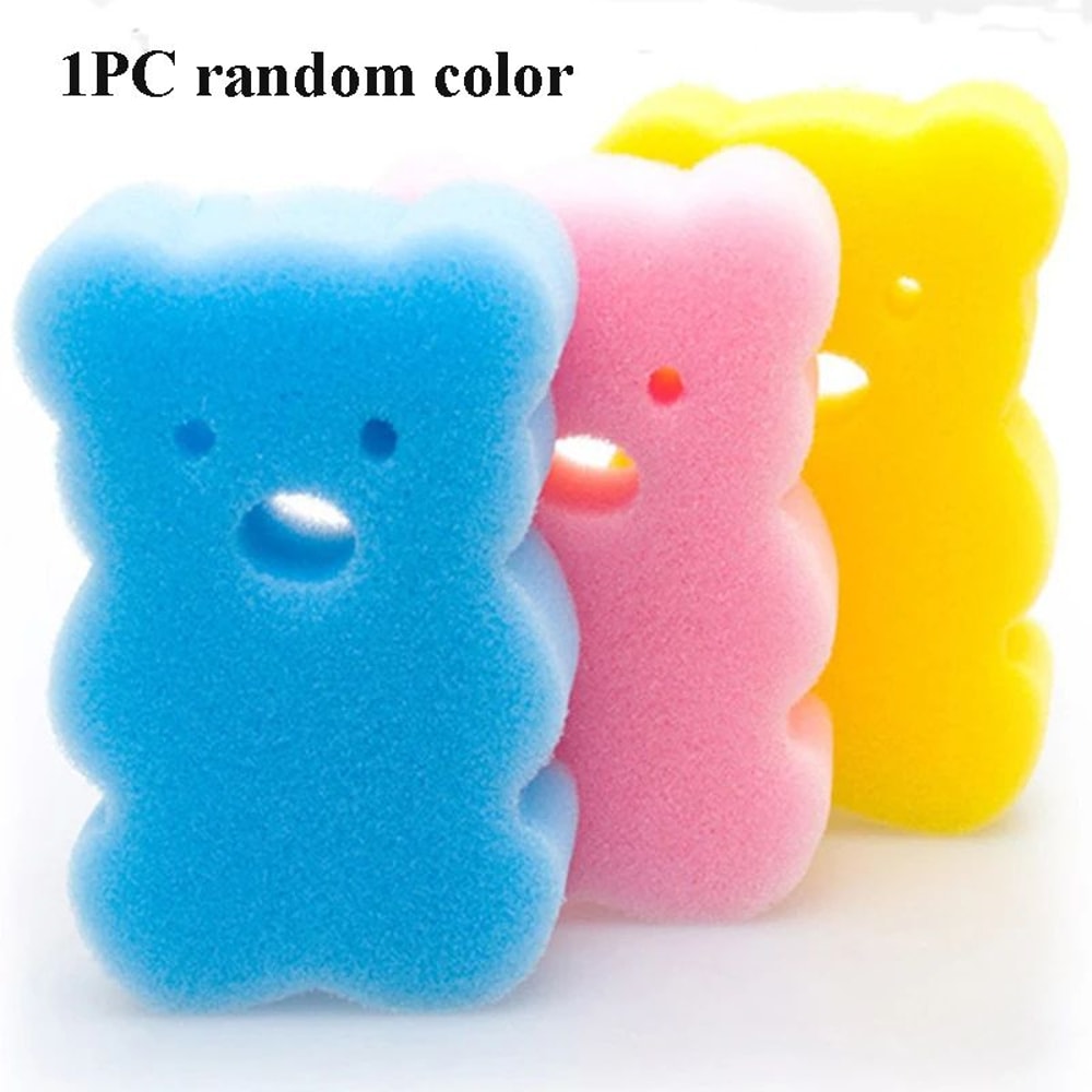 Cartoon Elephant Baby Bath Sponge Soft Cotton Kids Bath Towel Gentle Scrubber 10