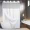 Double Layer Shower Curtain With Snap In Liner Waterproof Hookless Bathroom Curtain 0