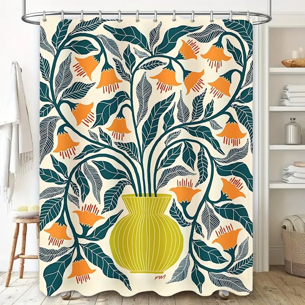 Floral Shower Curtain Elegant Bathroom Curtain Waterproof Fabric Decor 3