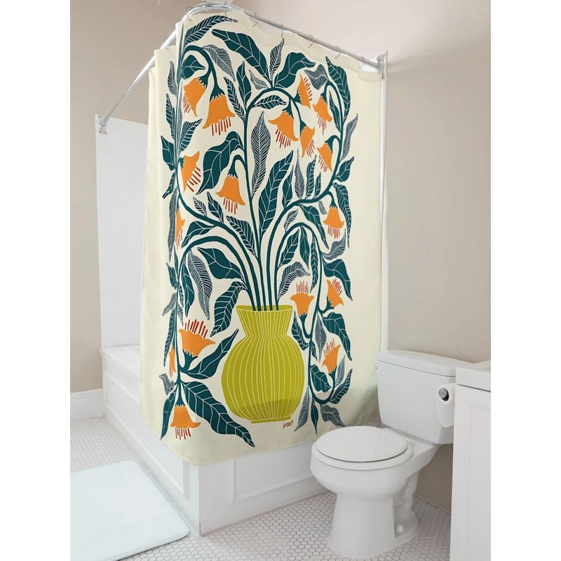 Floral Shower Curtain Elegant Bathroom Curtain Waterproof Fabric Decor 5