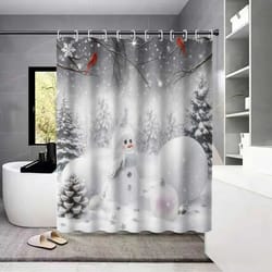 christmas snowman shower curtain waterproof holiday bathroom curtain decor