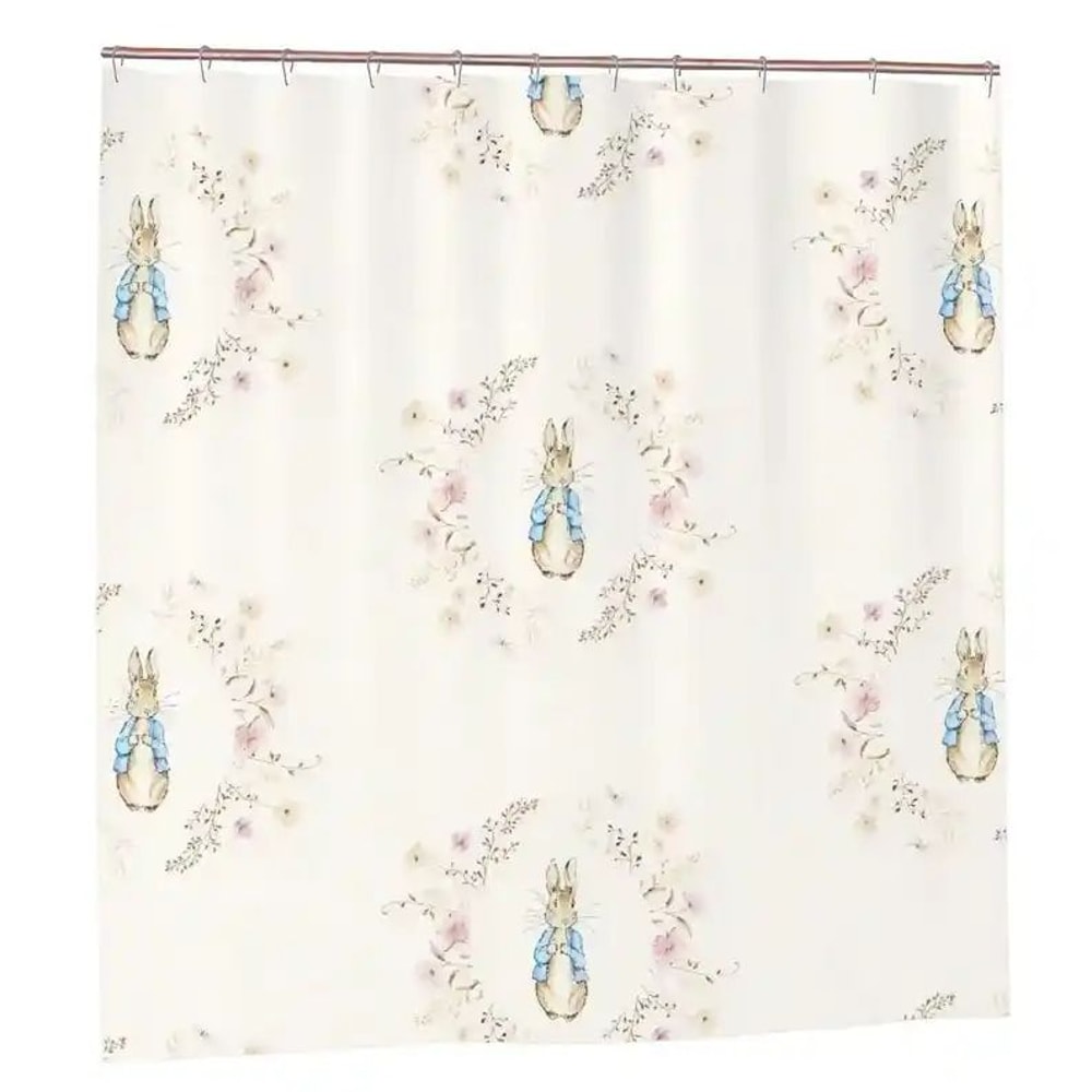 Peter Rabbit Shower Curtain Kids Bathroom Curtain Vintage Floral Decor 3