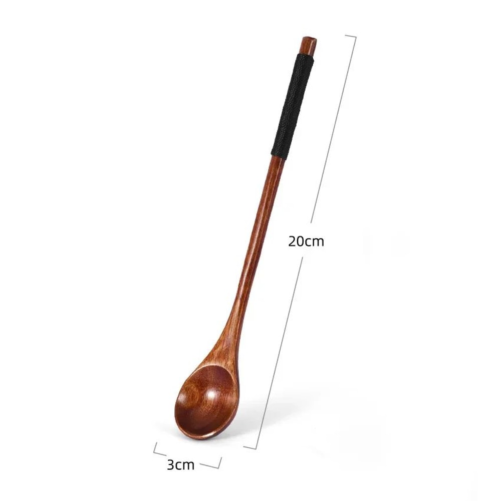 Wooden Tea Spoon Set Natural Coffee Spoon Long Handle Dessert Spoon 9