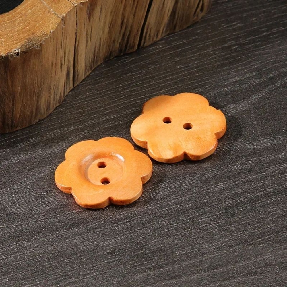 Wooden Flower Buttons Set Decorative Sewing Buttons For Clothing Crafts 8