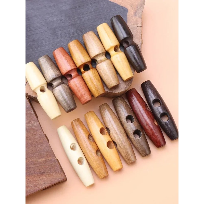 Wooden Horn Toggle Buttons Set Coat Sewing Buttons DIY Clothing Accessories 0