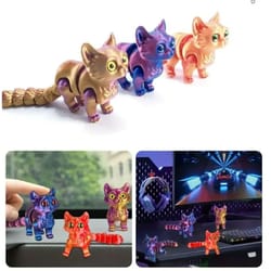 3d printed articulated cat toy glow in the dark fidget cat figure