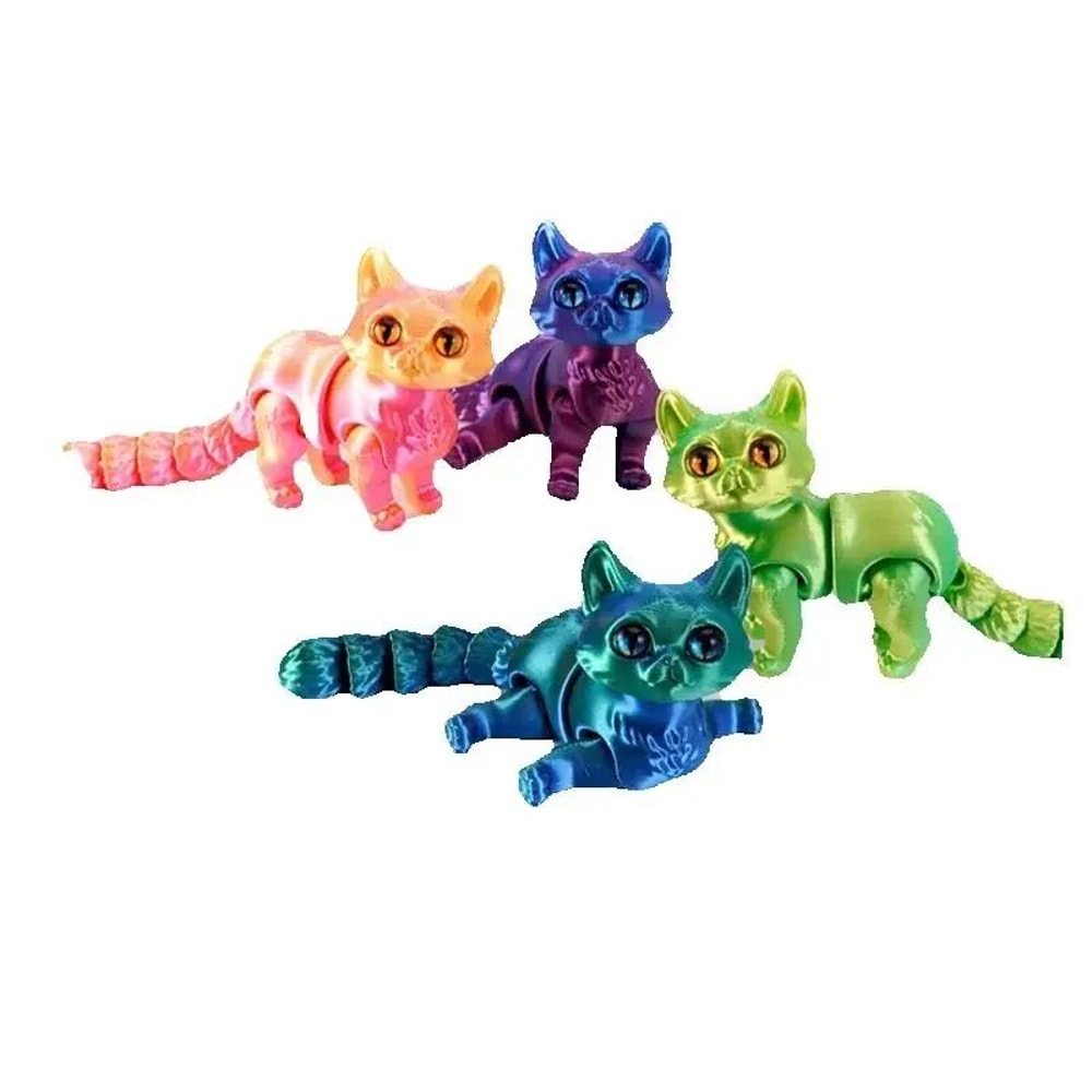 3D Printed Articulated Cat Toy Glow In The Dark Fidget Cat Figure 4