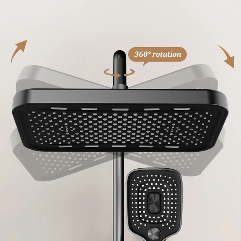 Large Square Rainfall Shower Head High Pressure Anti Clog Bathroom Set 1