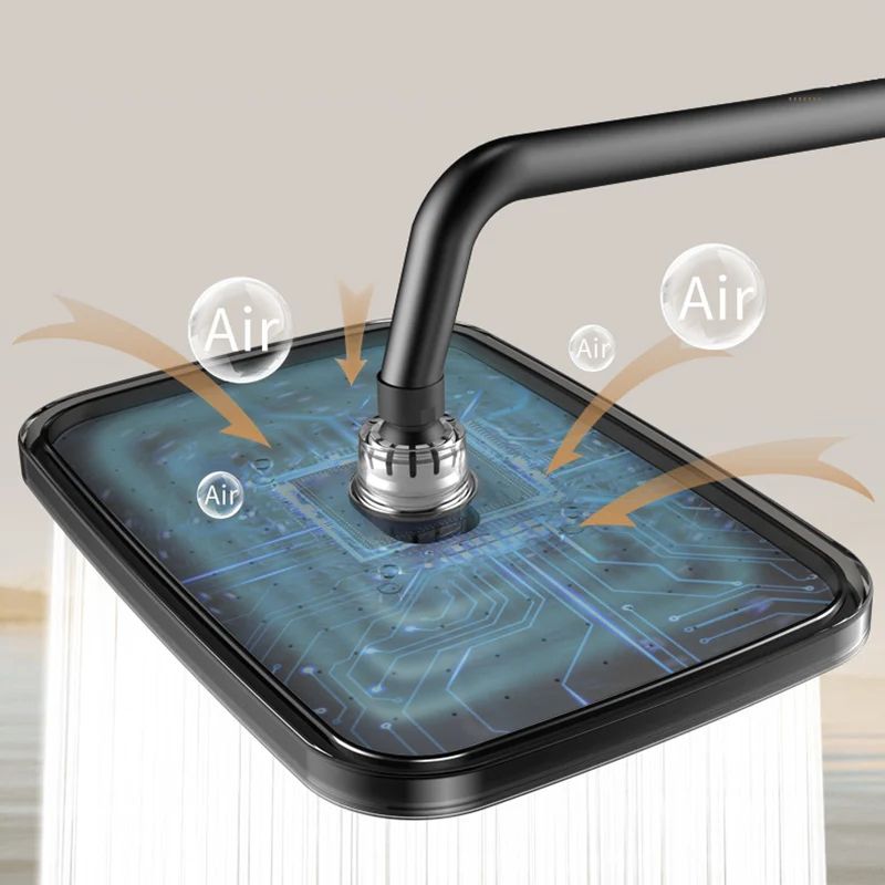 Large Square Rainfall Shower Head High Pressure Anti Clog Bathroom Set 4