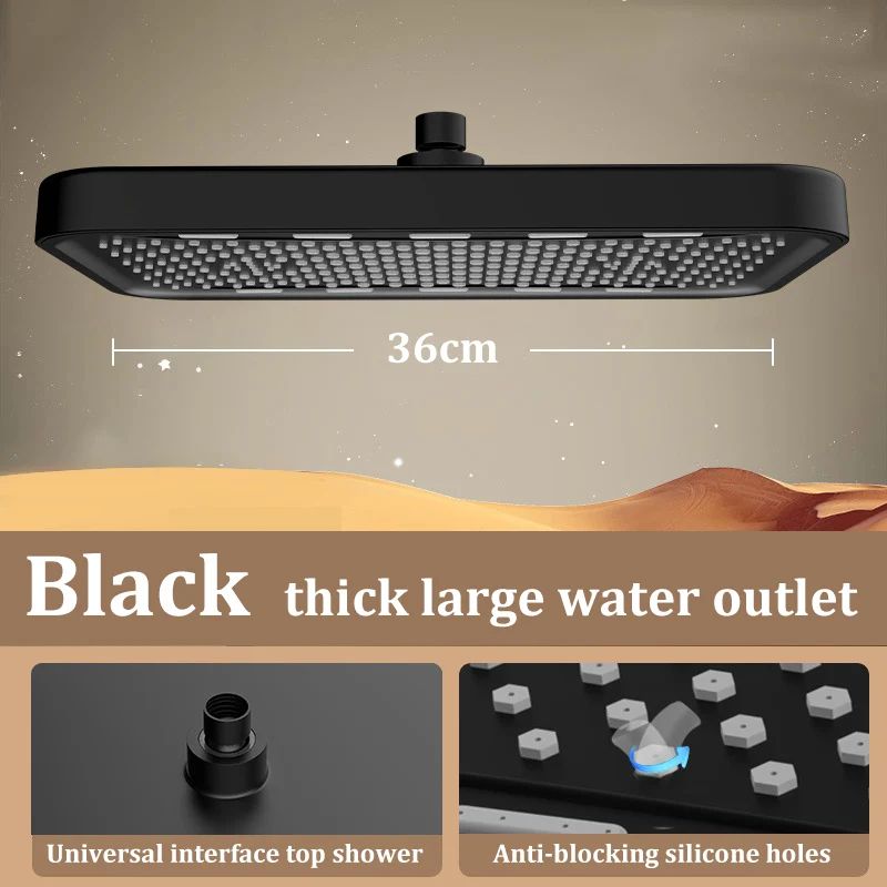 Large Square Rainfall Shower Head High Pressure Anti Clog Bathroom Set 6