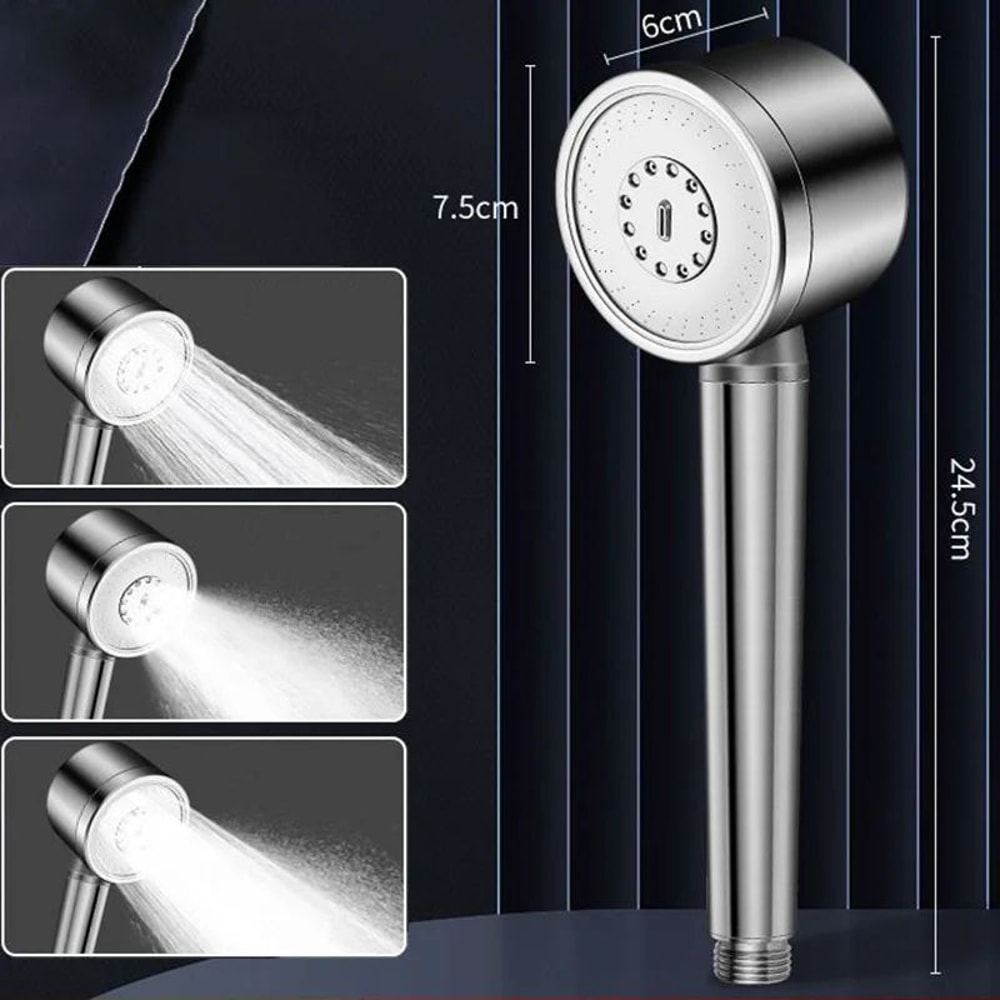 High Pressure Filtered Shower Head Stainless Steel Handheld Water Saver 6