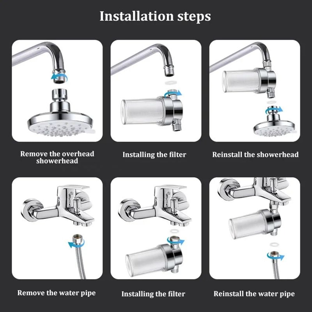 Universal Shower Head Water Filter Chlorine Removal Purifier With Replaceable Cartridge 4