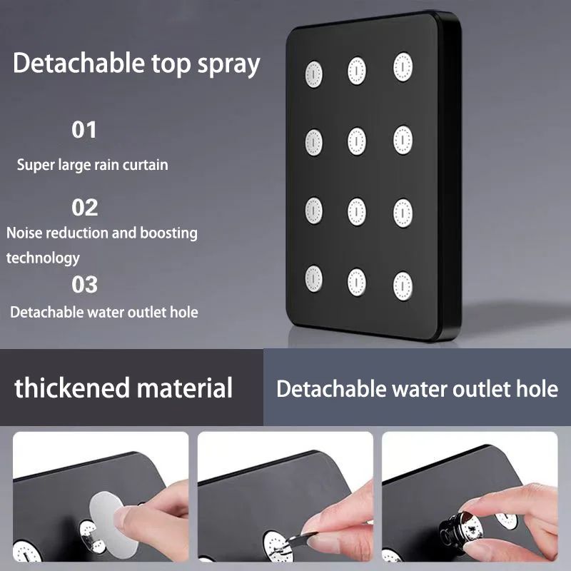 High Pressure Rainfall Shower Head Large Top Spray Universal Bathroom Set 4