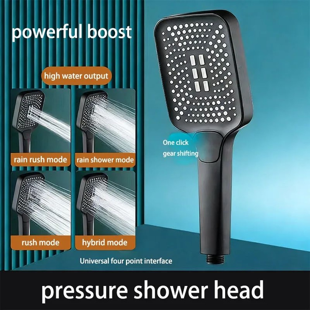 High Pressure Rainfall Shower Head Square Large Outlet Adjustable Set 0