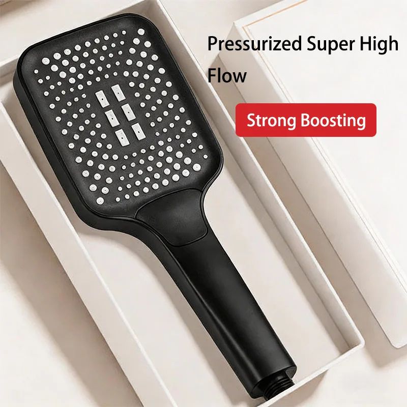 High Pressure Rainfall Shower Head Square Large Outlet Adjustable Set 1